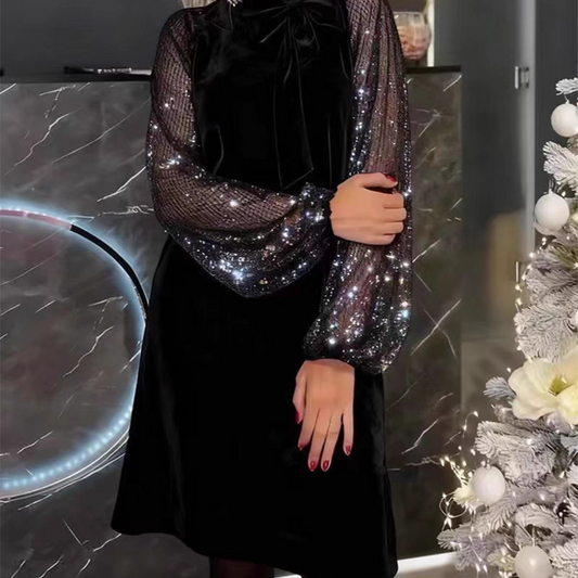 Robe Style Paris avec maniche Brillants