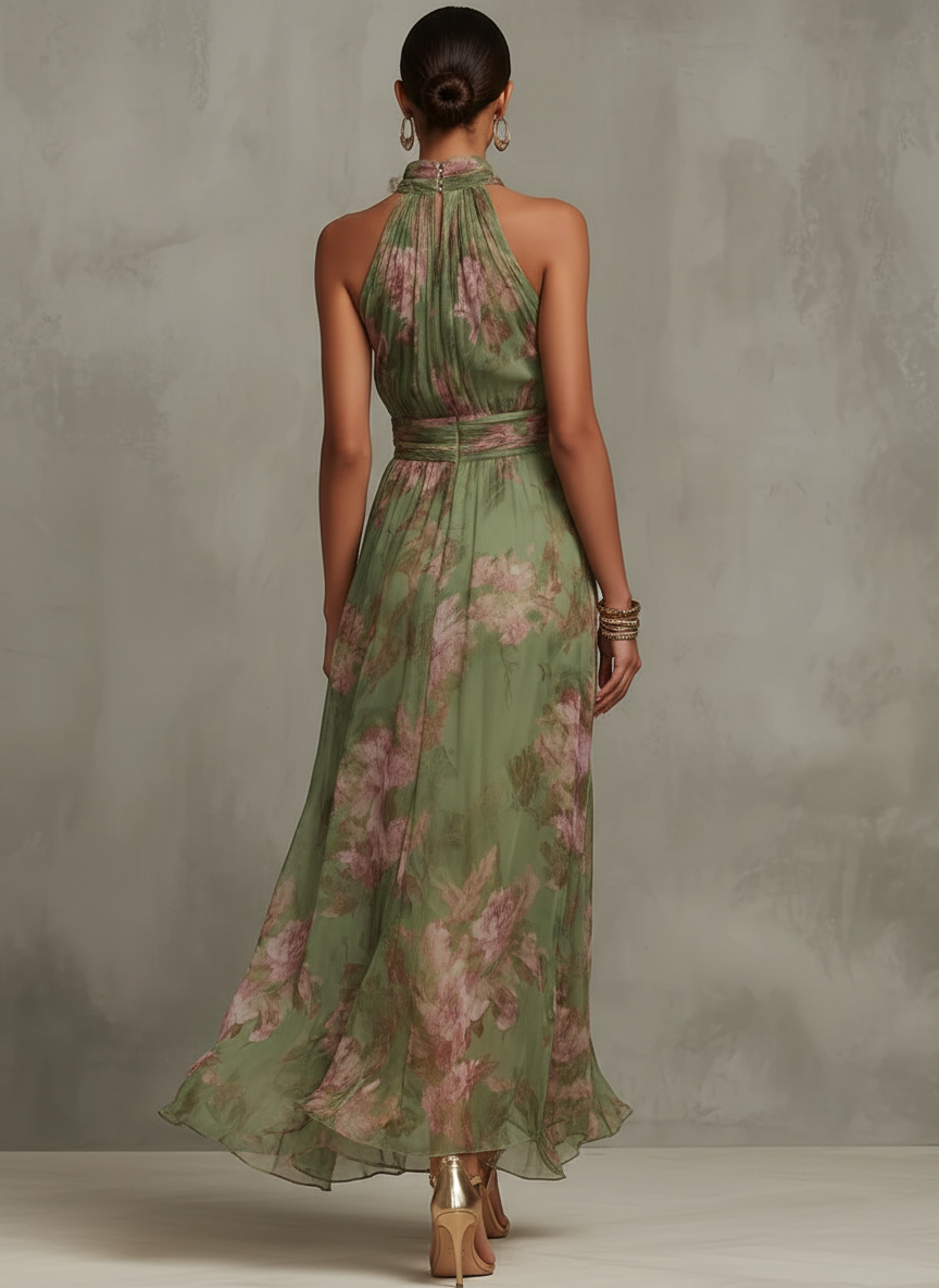 Livia - Robe Maxi Florale Halter - Taille M