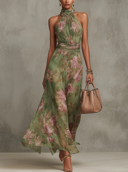 Livia - Robe Maxi Florale Halter - Taille XS