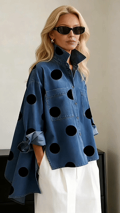 Chemise Denim à Pois