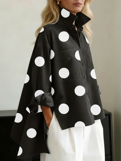 Chemise Denim à Pois