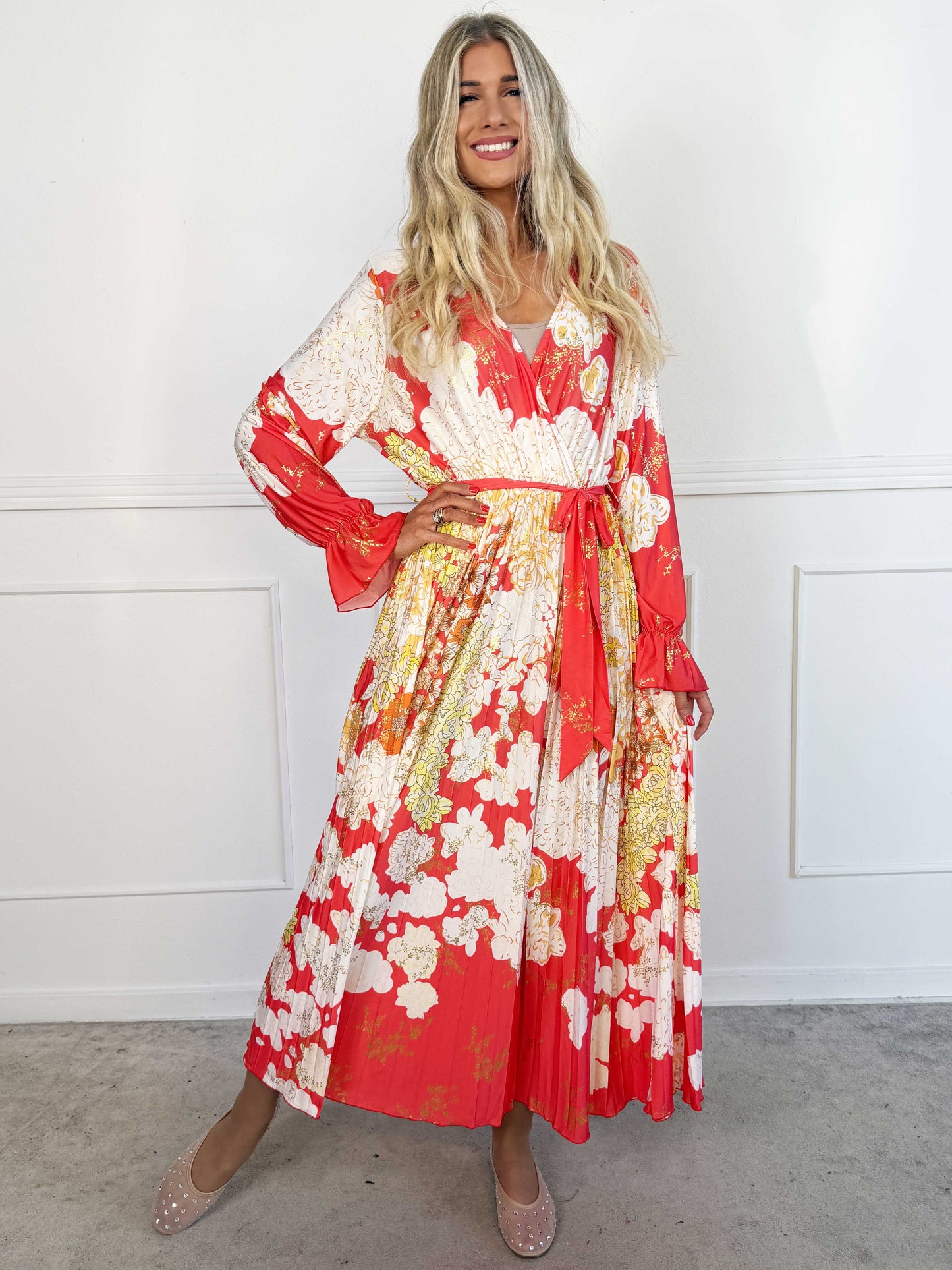 Silvija Fleur Robe Plissé Lungo