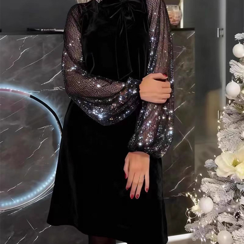 Robe Style Paris avec maniche Brillants