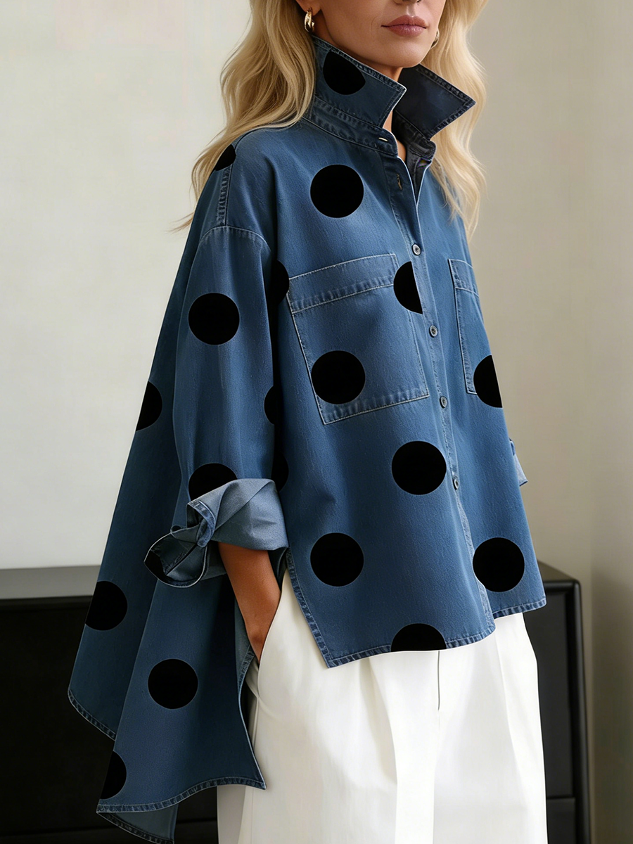 Chemise Denim à Pois