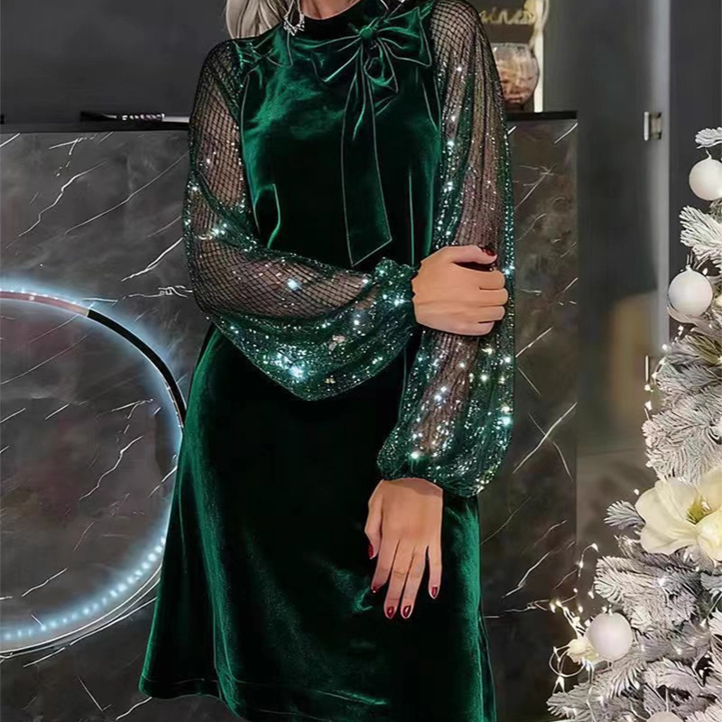 Robe Style Paris avec maniche Brillants