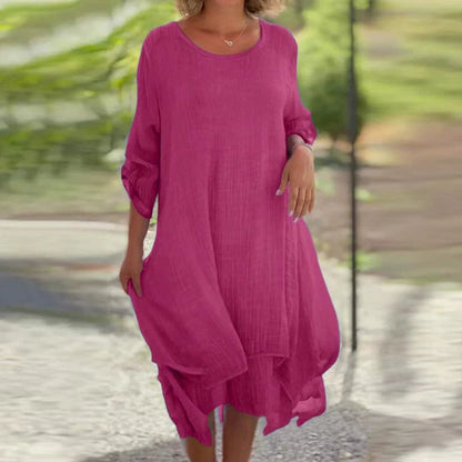 Robe Carmen en Lin et Coton Élastique