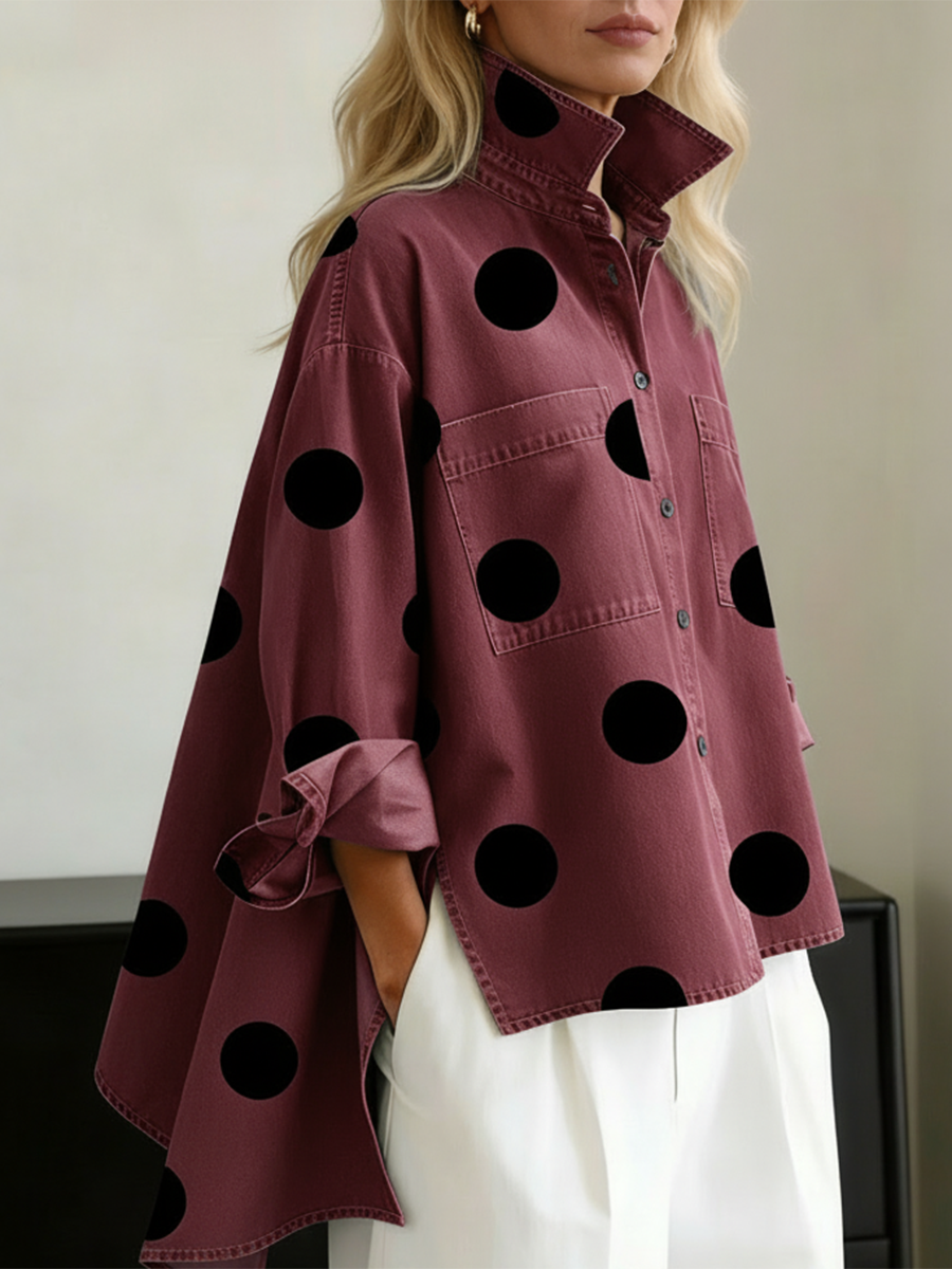 Chemise Denim à Pois