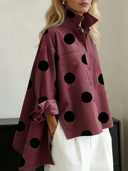 Chemise Denim à Pois