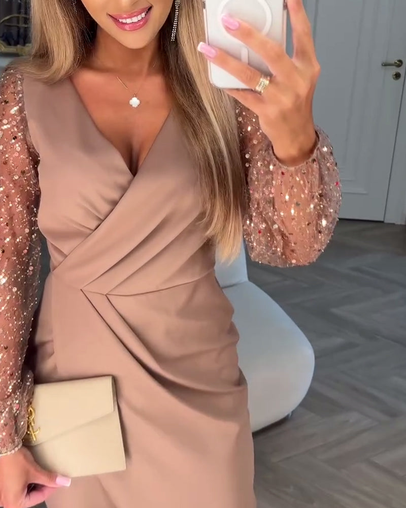 Robe Divina avec Paillettes Sur les Maniche