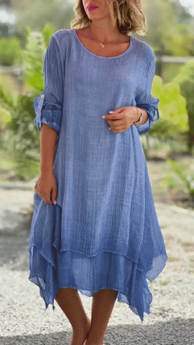 Robe Carmen en Lin et Coton Élastique
