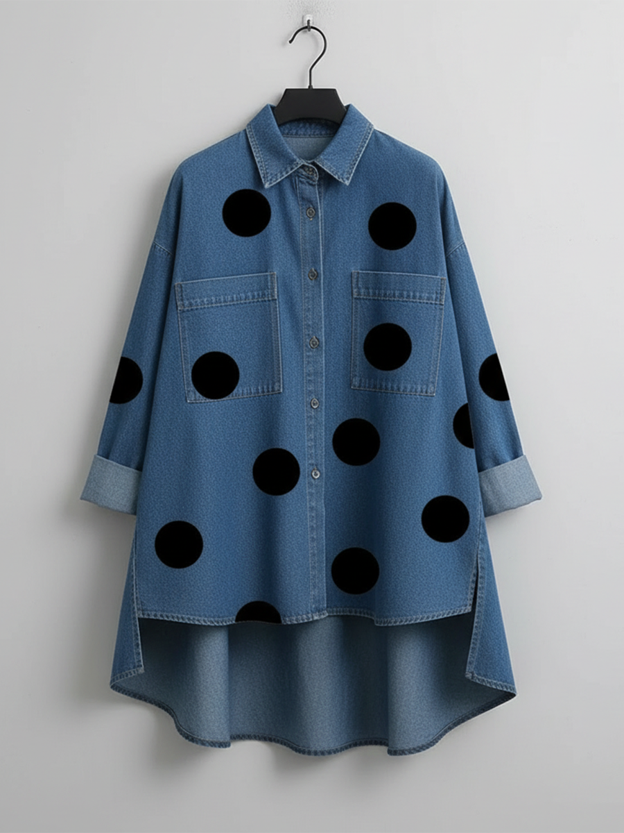 Chemise Denim à Pois