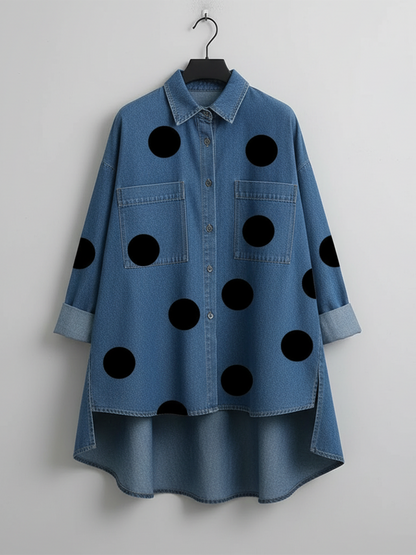 Chemise Denim à Pois