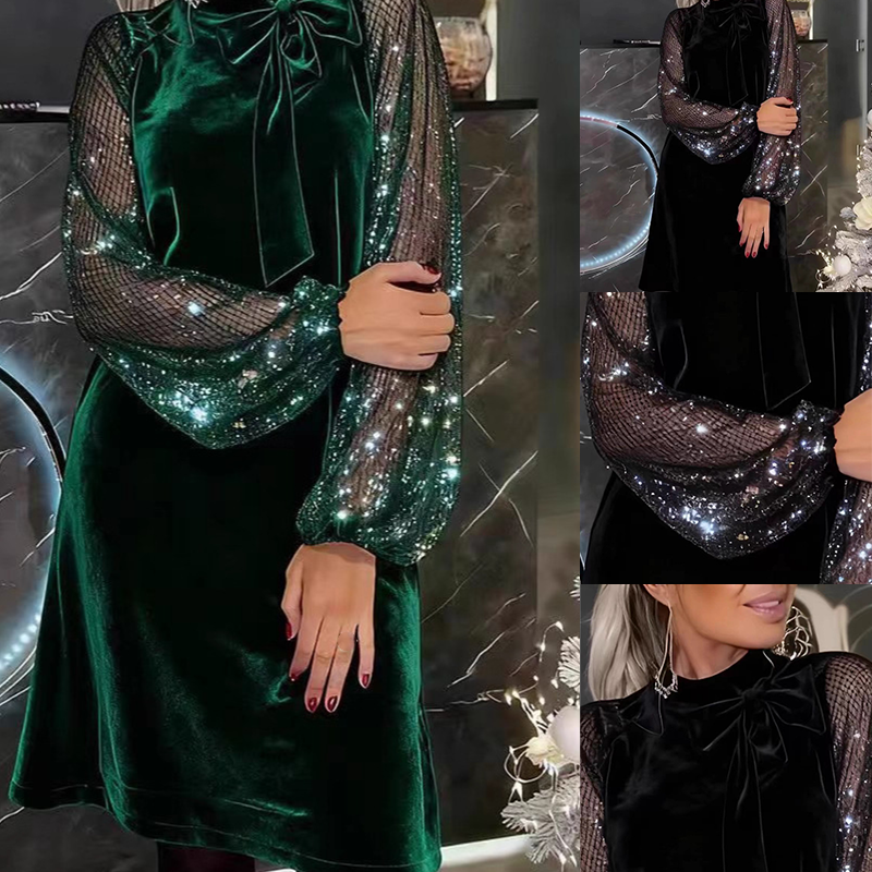 Robe Style Paris avec maniche Brillants
