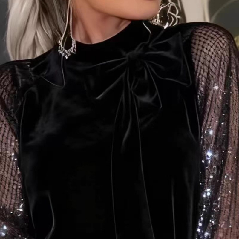 Robe Style Paris avec maniche Brillants