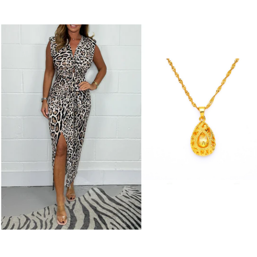 Robe Susan avec imprimé leopardata - Super Coton Élastique