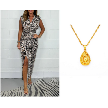 Robe Susan avec imprimé leopardata - Super Coton Élastique